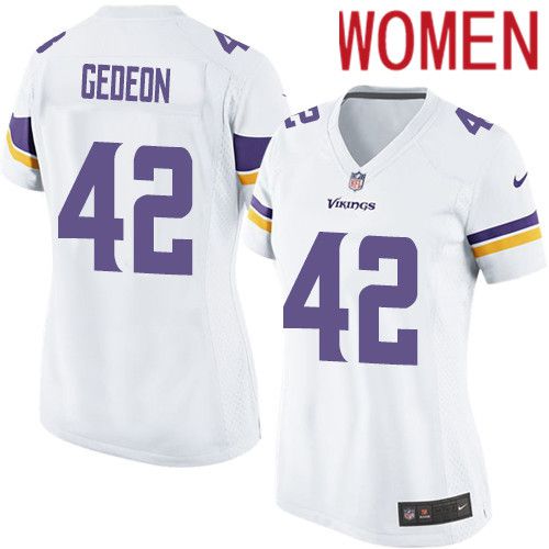 Women Minnesota Vikings 42 Ben Gedeon Nike White Player Game NFL Jersey